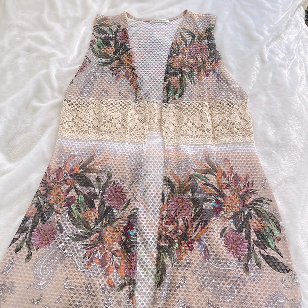 Sleeveless duster cardigan, size XL